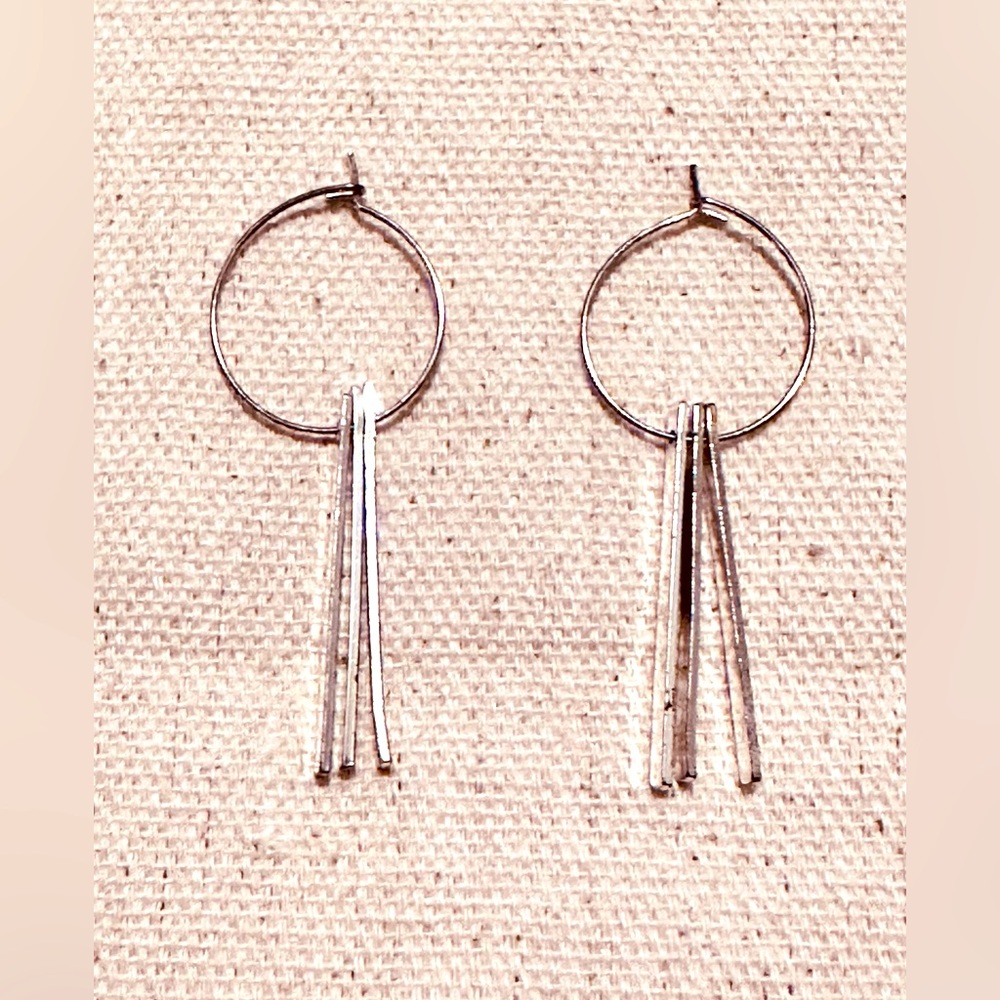 Vintage | Earrings | Contemporary Hoops with Metal Strips